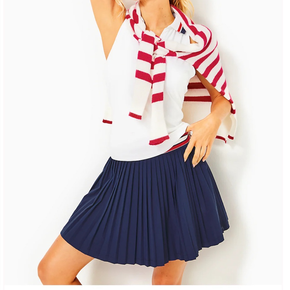 Lilly Pulitzer Luxletic Makara Pleated UPF 50+ Skort Navy Blue Women Size XL - Picture 4 of 10